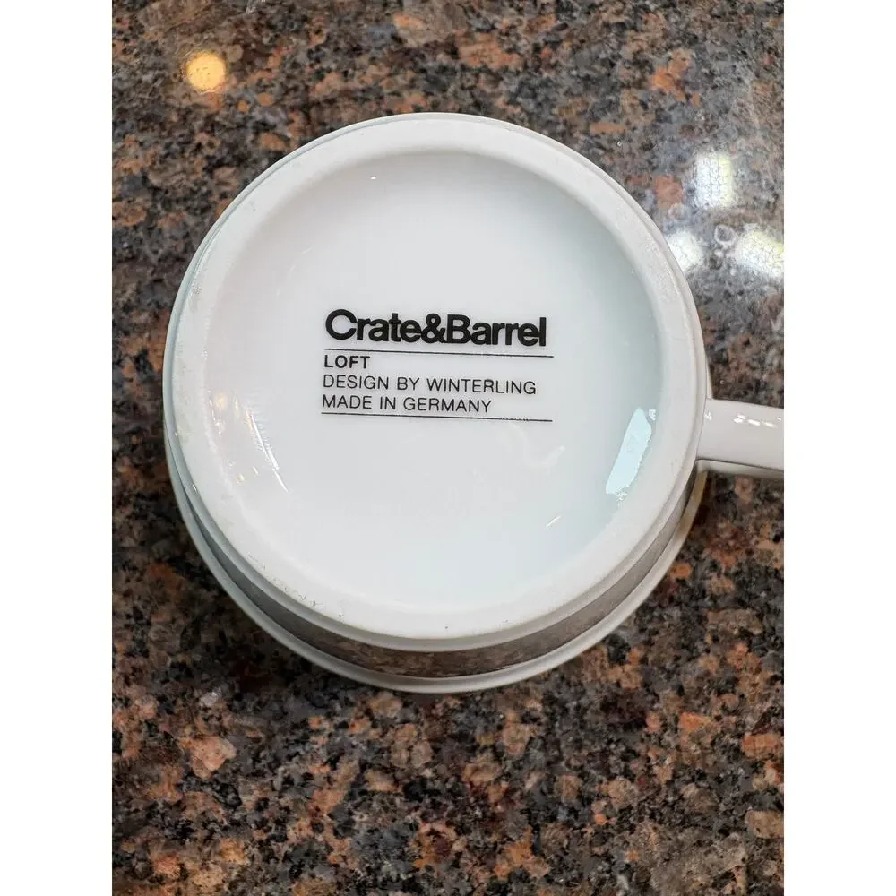 Crate & Barrel LOFT Design by Winterling-Germany White Handled Bowl/Mug Set of 4